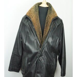 Versace Classic Leather Lamb Shearling Removeable Shawl Collar Jacket Sz 50 eu